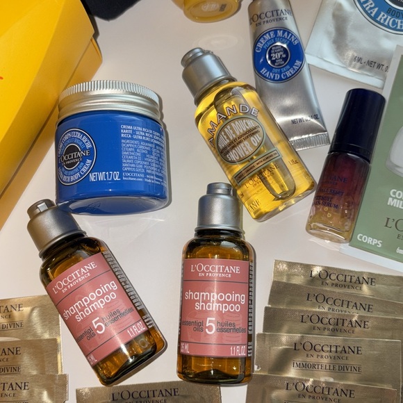 27 LOT Huge L’occitane Products Cream Eyes Almond Oil Bag shampoo NEW - Picture 6 of 11